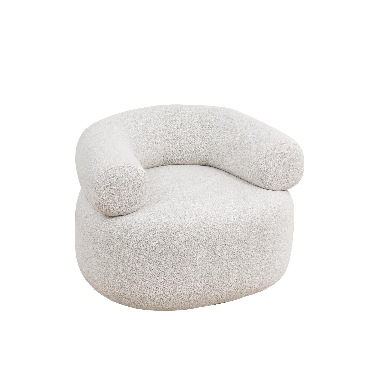 Drehsessel Alessa aus Teddy Bouclé - Weiß-Loungesessel-le canapé-le canapé