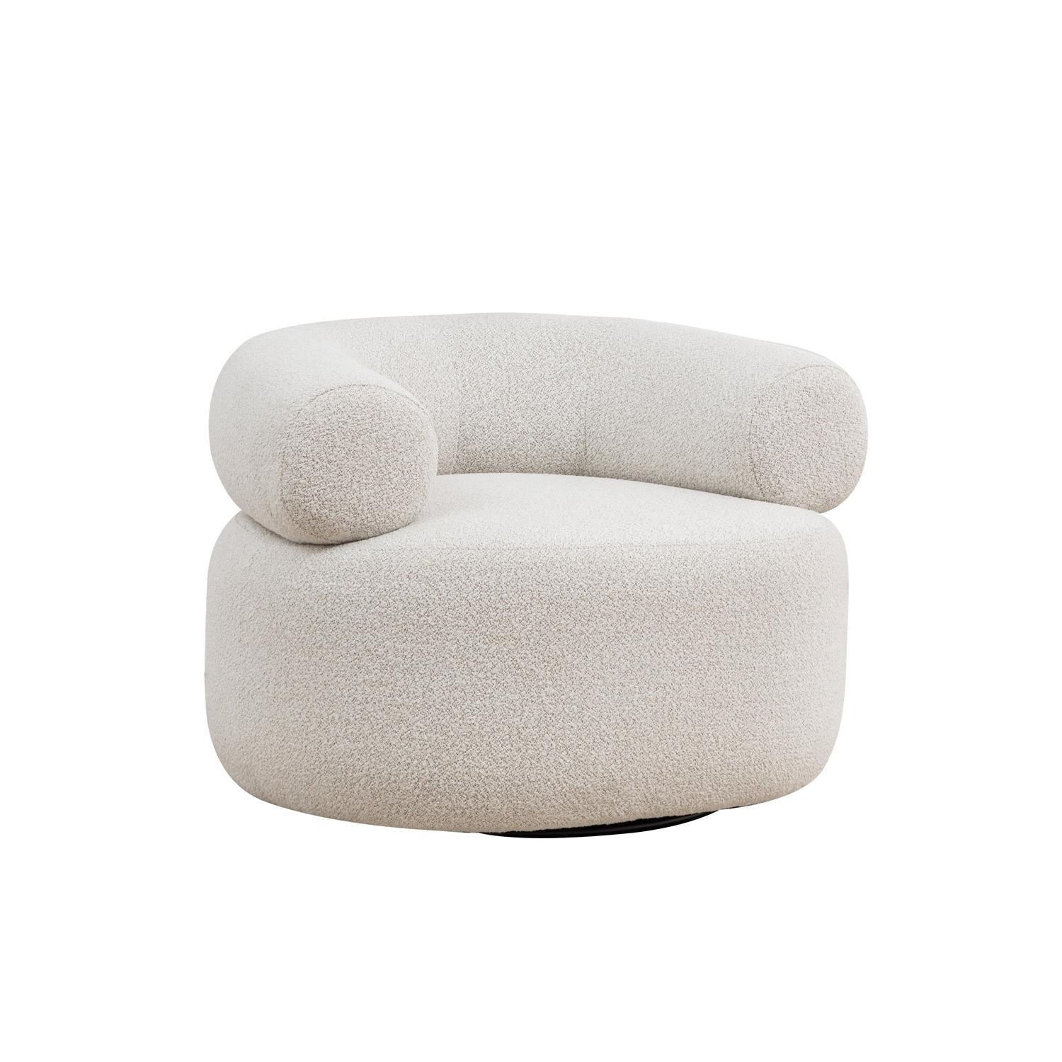 Drehsessel Alessa aus Teddy Bouclé - Weiß-Loungesessel-le canapé-le canapé