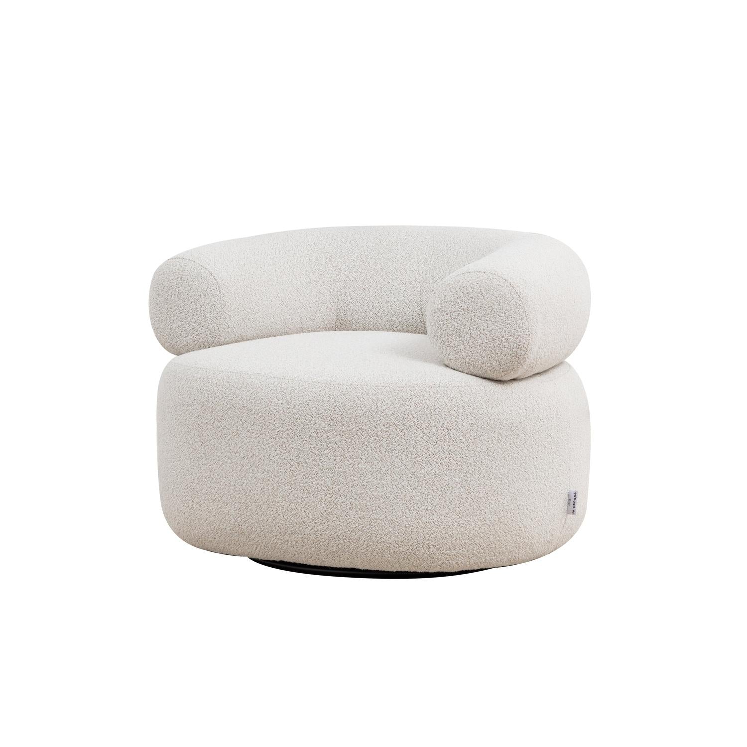 Drehsessel Alessa aus Teddy Bouclé - Weiß-Loungesessel-le canapé-le canapé