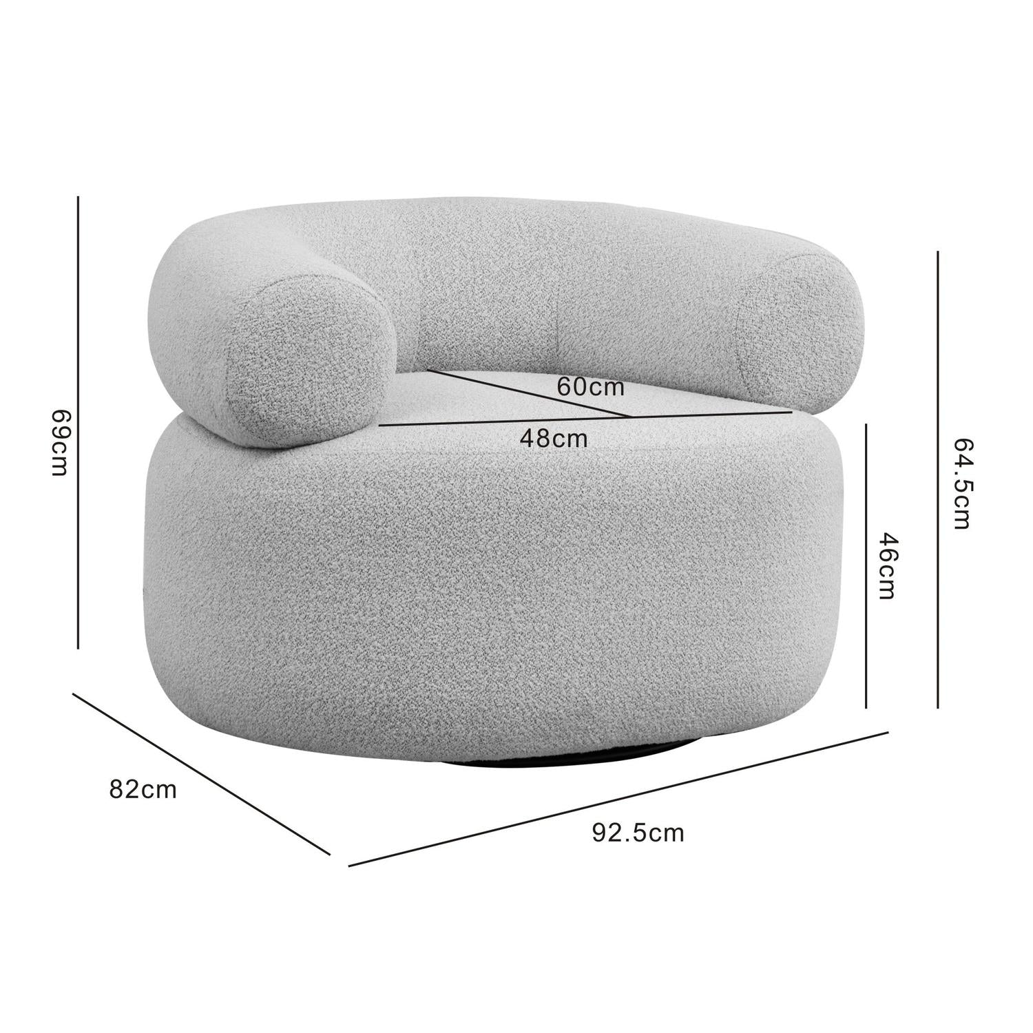 Drehsessel Alessa aus Teddy Bouclé - Weiß-Loungesessel-le canapé-le canapé