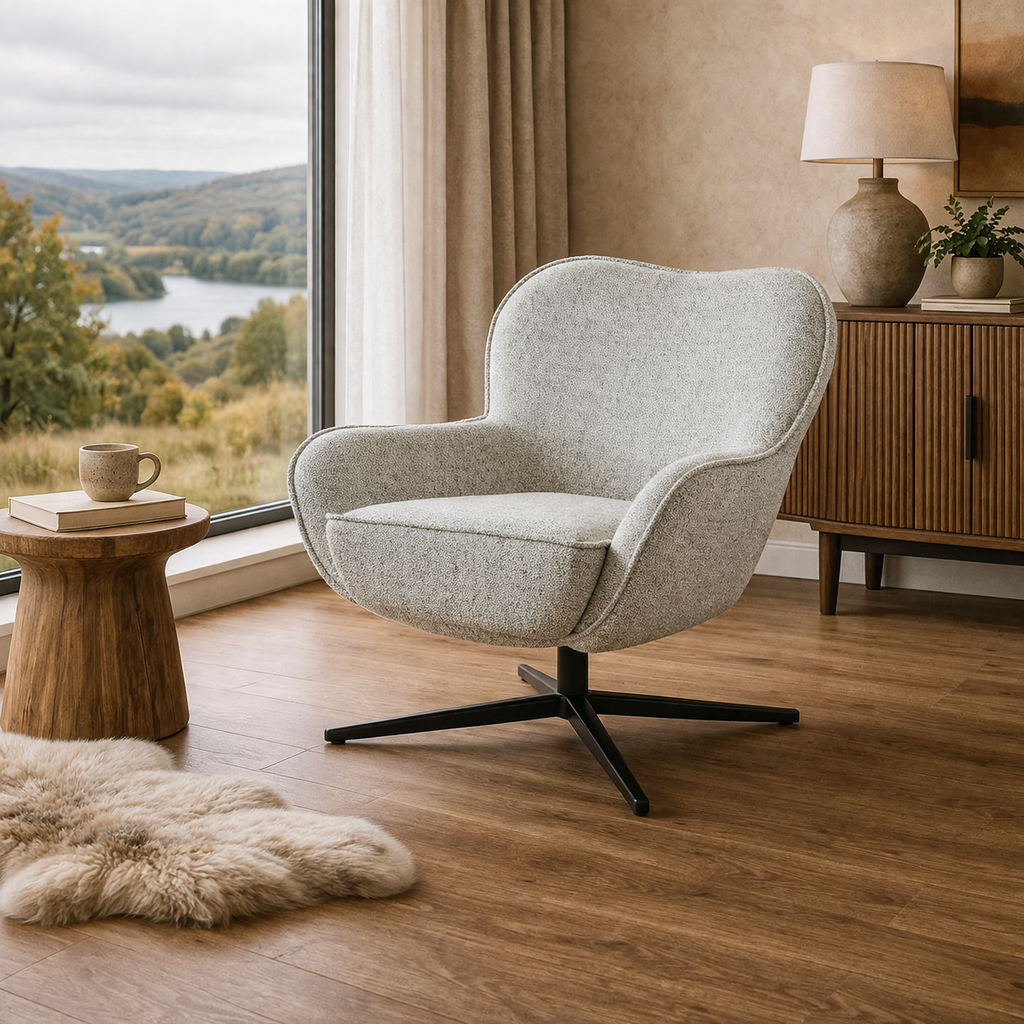 Drehsessel Sven - Hellgrau-Sessel-Livingfurn-le canapé