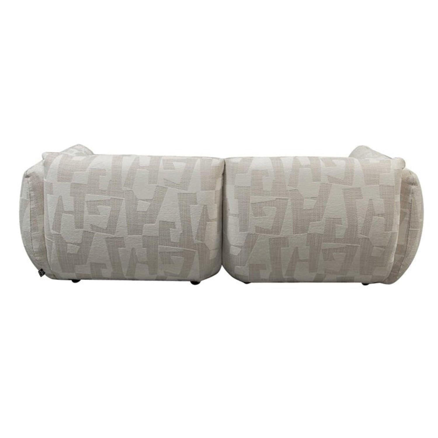 Ecksofa Amsterdam als 2,5-Sitzer- Longchair rechts - White Glyphs-Ecksofa-Pole to Pole-le canapé