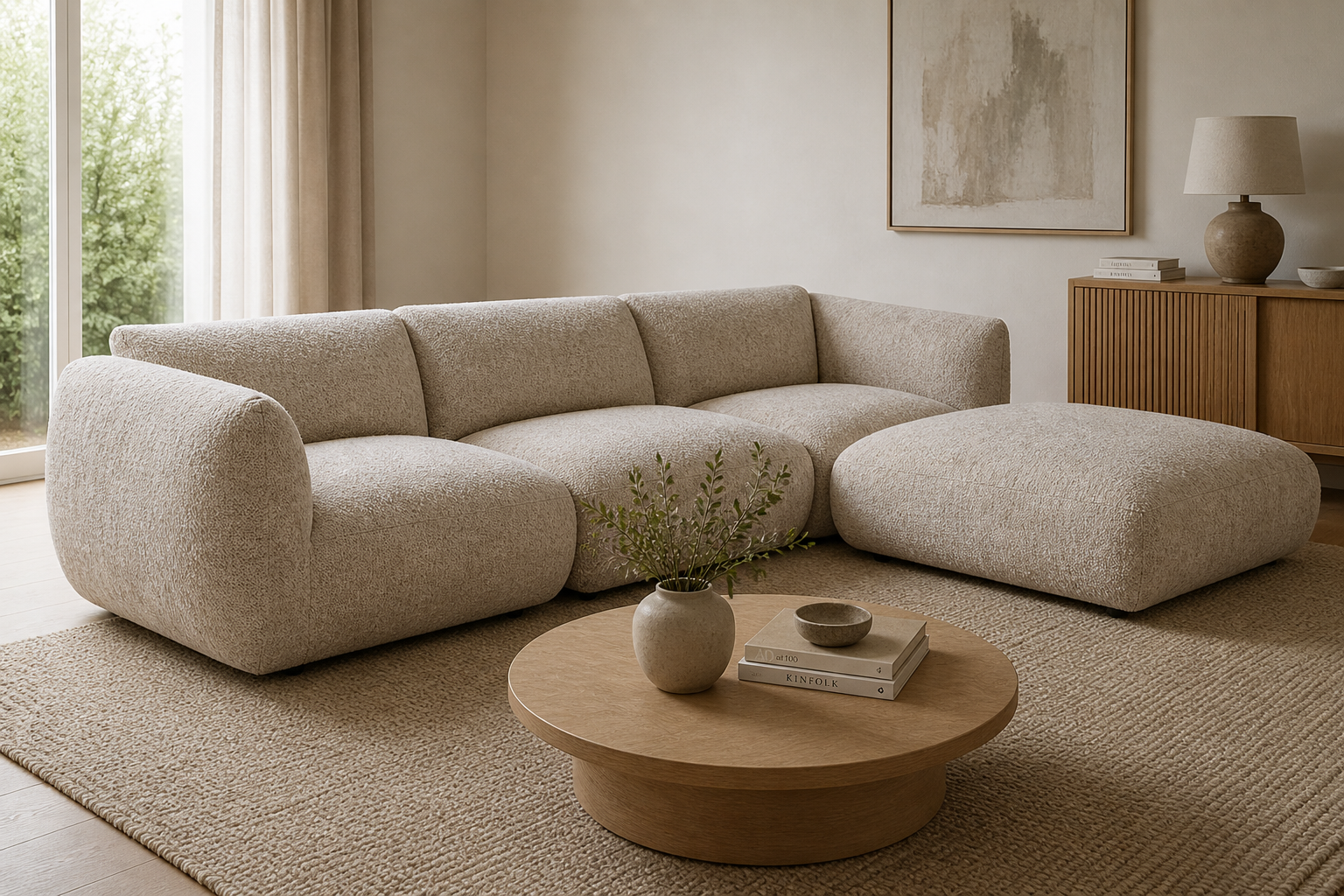 Ecksofa Amsterdam als 4-Sitzer - Longchair rechts - Latte-Ecksofas-Pole to Pole-le canapé