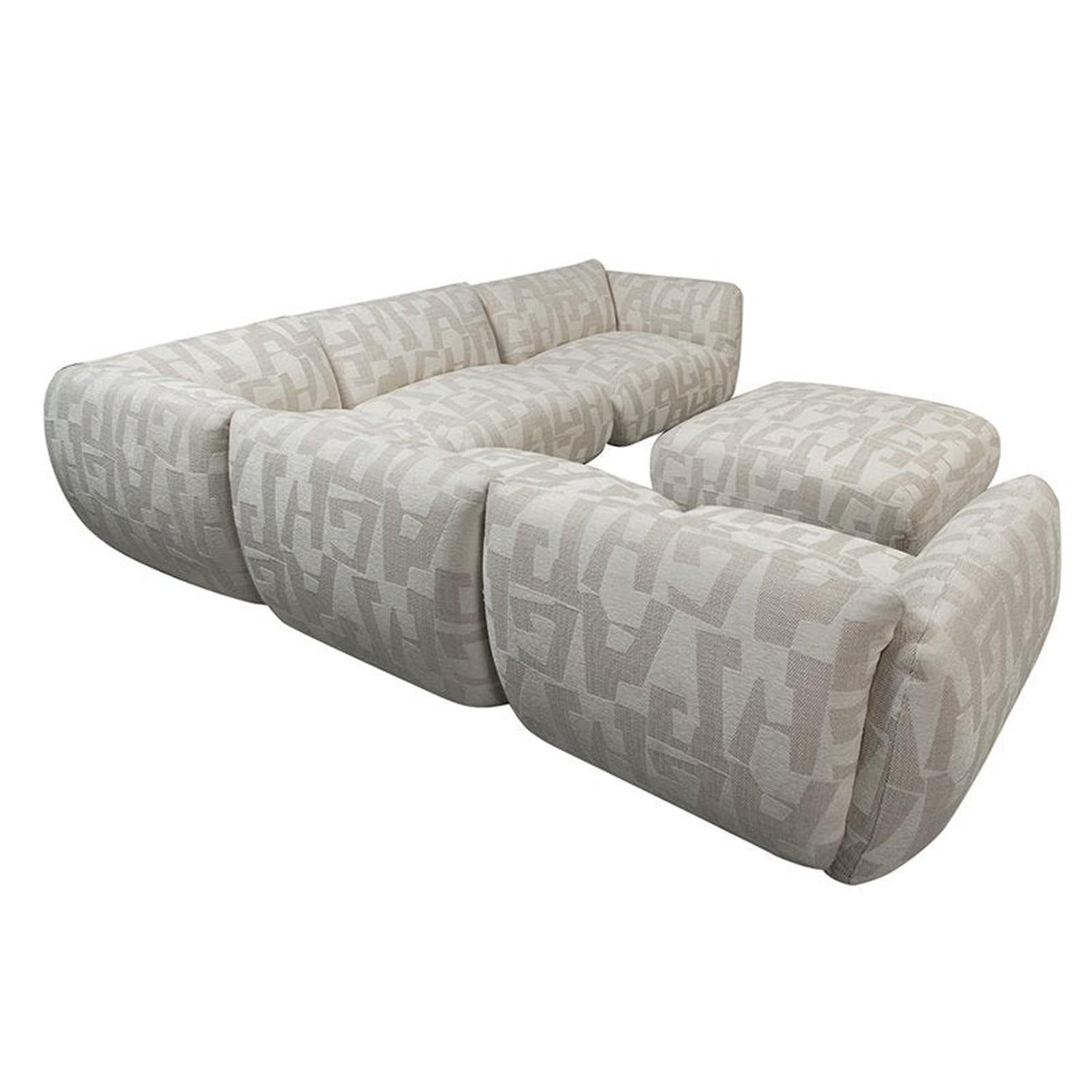 Ecksofa Amsterdam als 6-Sitzer mit Ottoman - Cremeweiß-6-Sitzer Sofas-Pole to Pole-le canapé