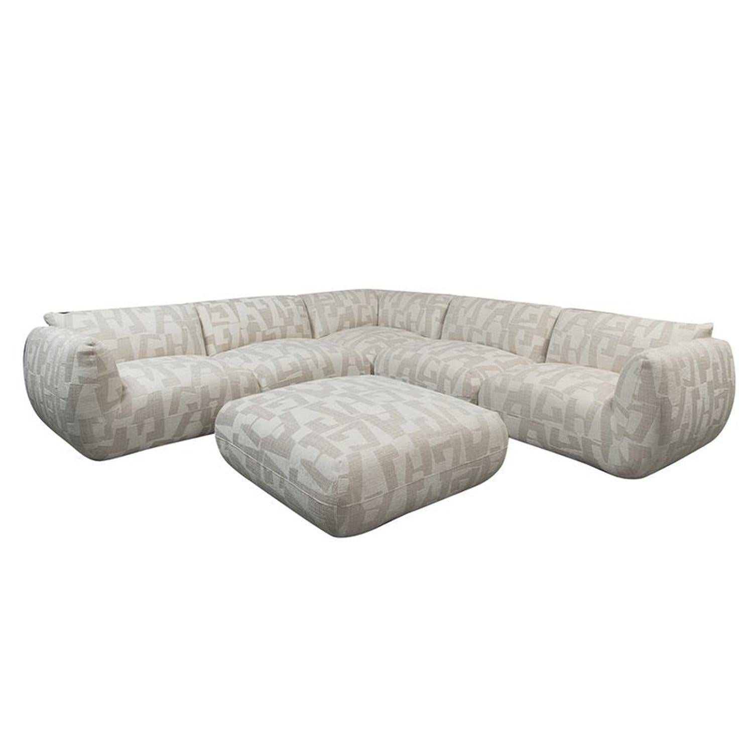Ecksofa Amsterdam als 6-Sitzer mit Ottoman - Cremeweiß-6-Sitzer Sofas-Pole to Pole-le canapé