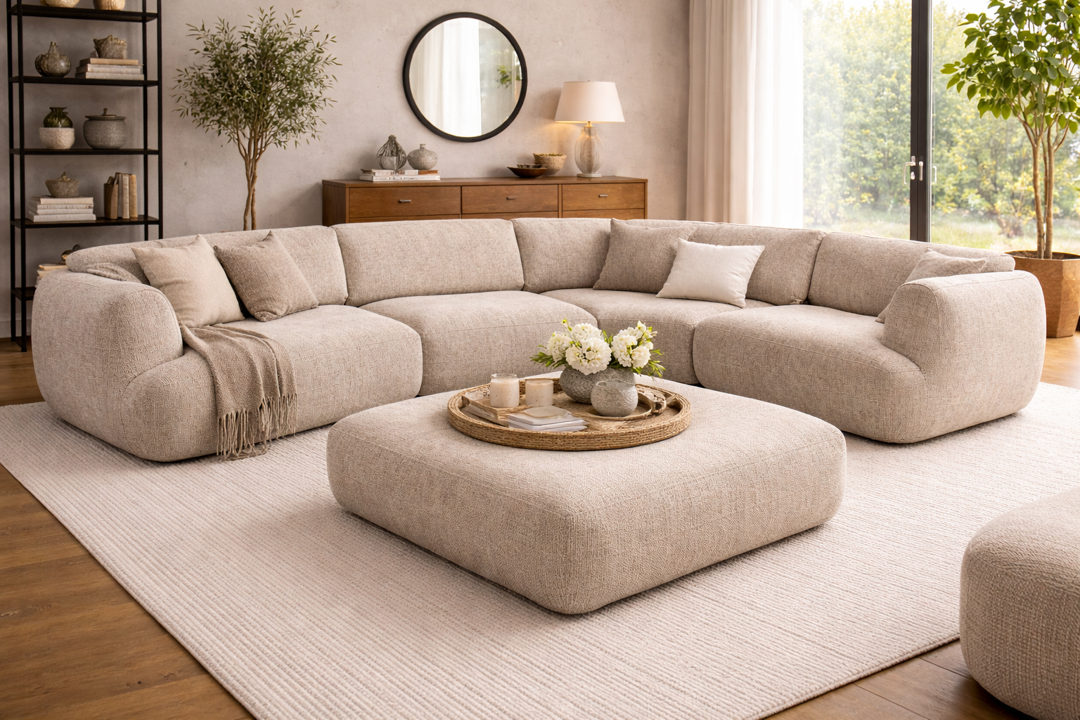 Ecksofa Amsterdam als 6-Sitzer mit Ottoman - Latte-6-Sitzer Sofas-Pole to Pole-le canapé