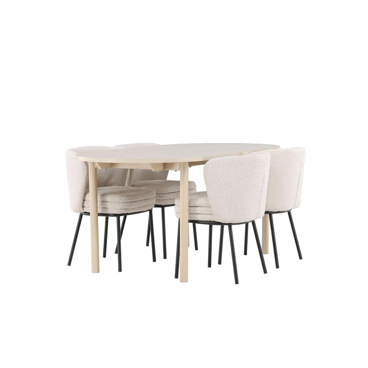 Essgruppe Esstisch Andy 180*90cm mit Stühlen Agnes aus Teddy-Boucle-Essgruppen Oval-Venture Home-le canapé