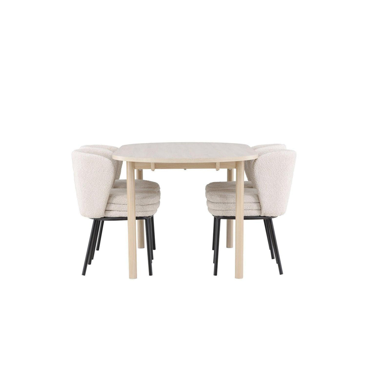 Essgruppe Esstisch Andy 180*90cm mit Stühlen Agnes aus Teddy-Boucle-Essgruppen Oval-Venture Home-le canapé