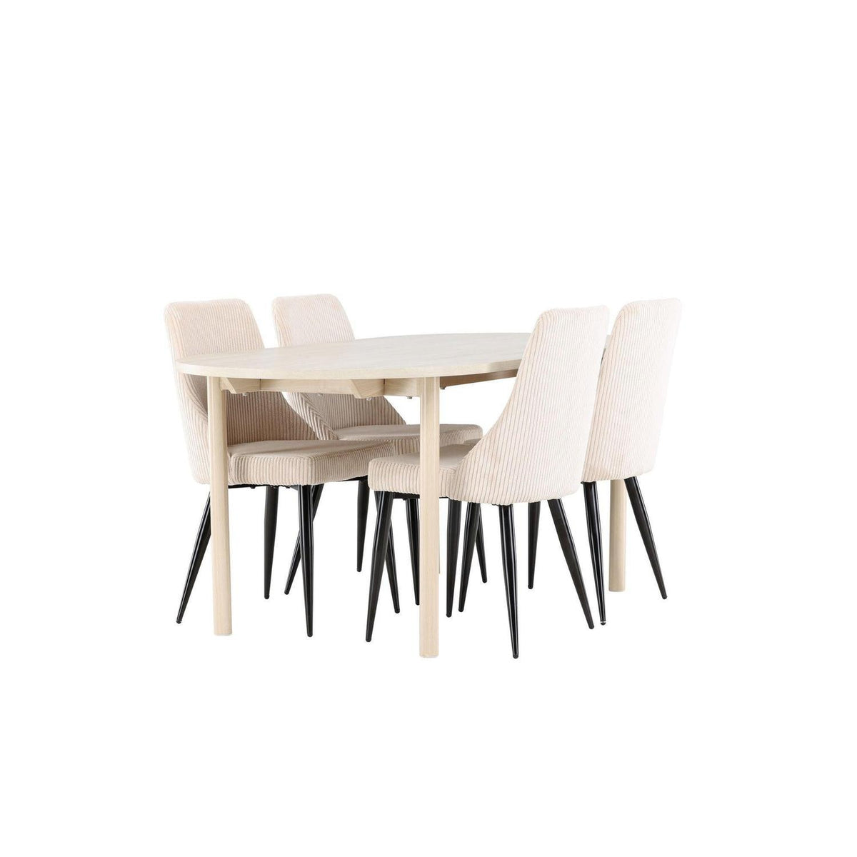 Essgruppe Esstisch Andy 180*90cm mit Stühlen Leone aus Cord-Essgruppen Oval-Venture Home-le canapé