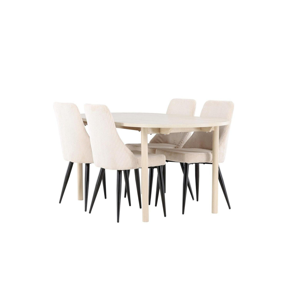 Essgruppe Esstisch Andy 180*90cm mit Stühlen Leone aus Cord-Essgruppen Oval-Venture Home-le canapé