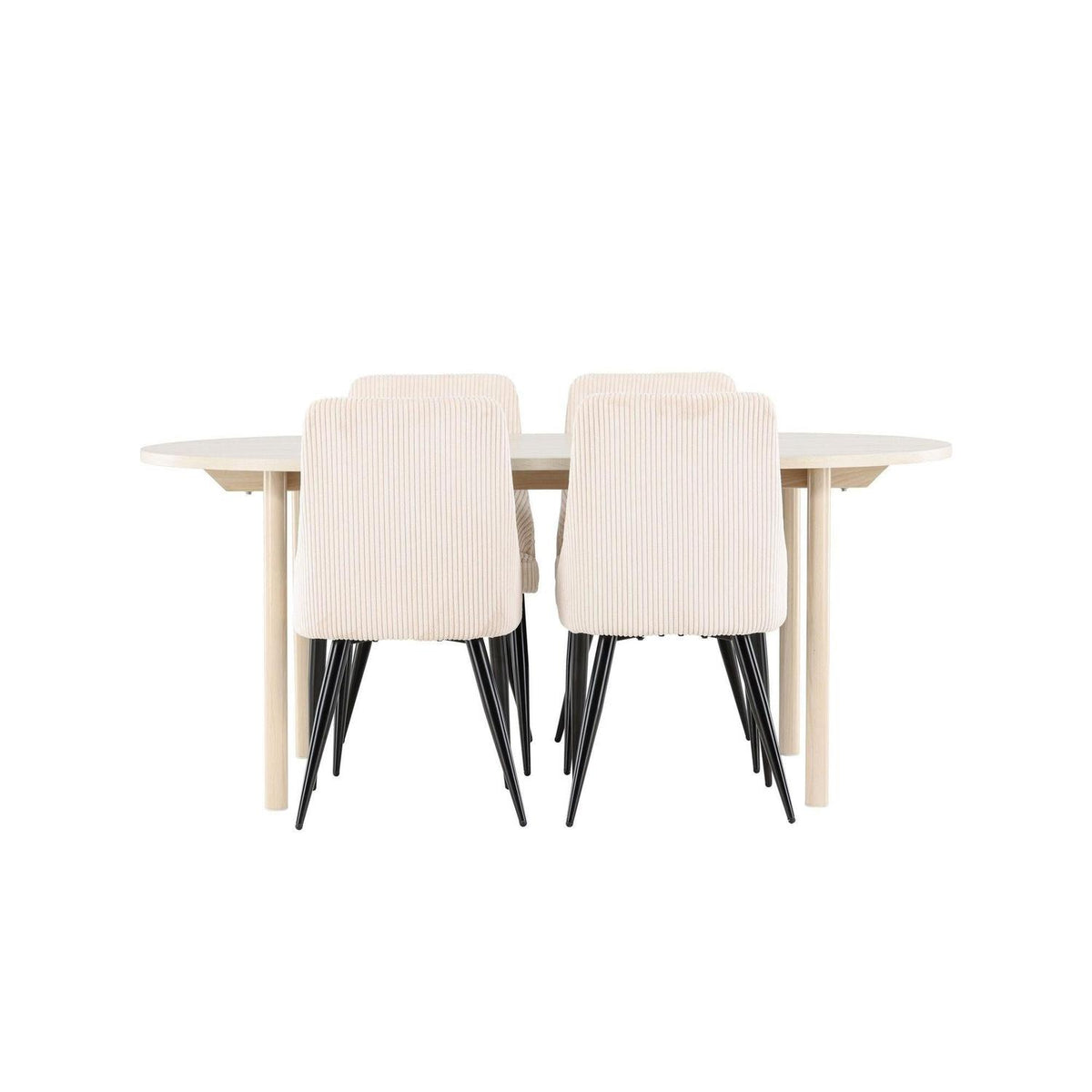 Essgruppe Esstisch Andy 180*90cm mit Stühlen Leone aus Cord-Essgruppen Oval-Venture Home-le canapé