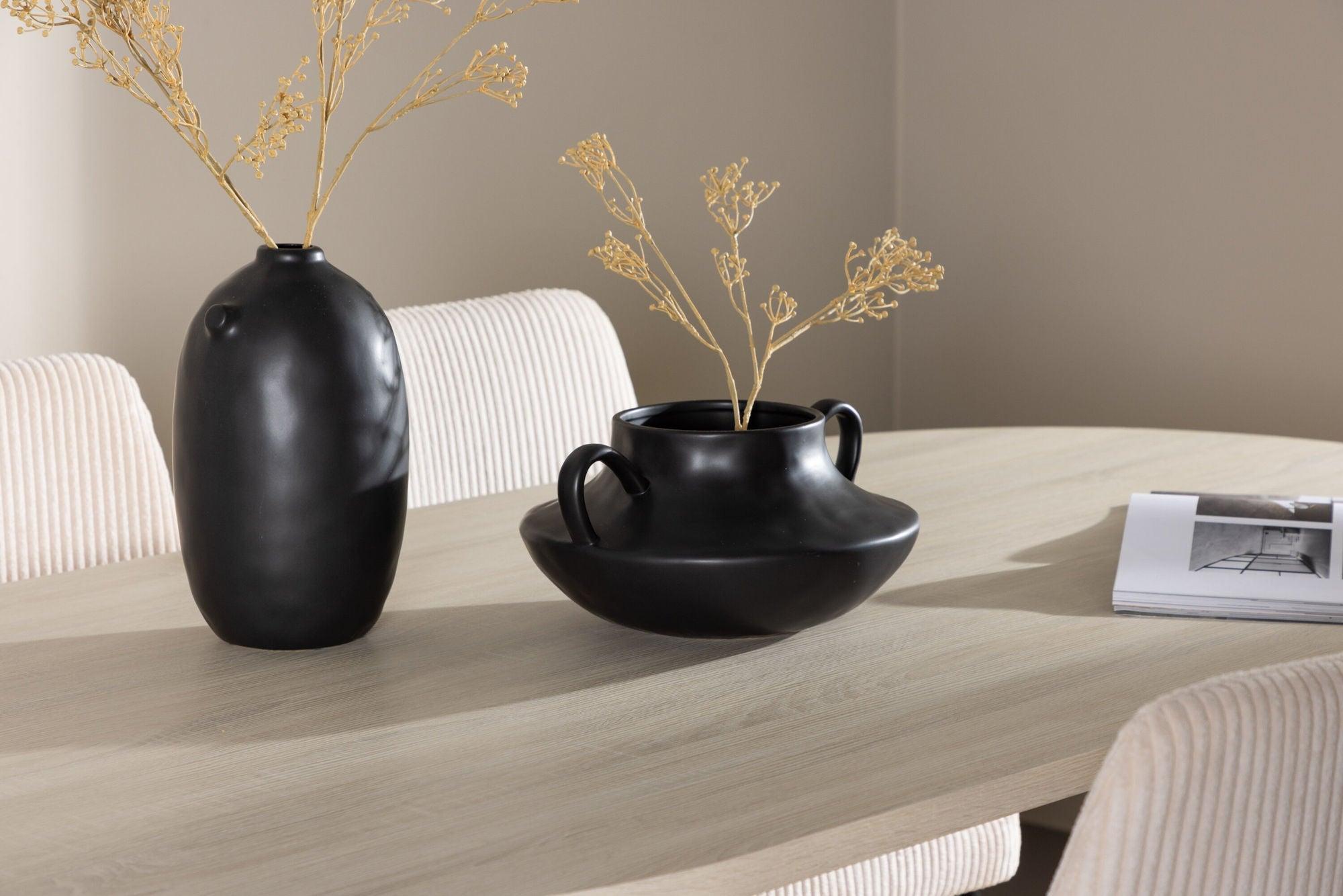 Essgruppe Esstisch Andy 180*90cm mit Stühlen Leone aus Kord - Weiß/Beige-Essgruppe Oval-Venture Home-le canapé