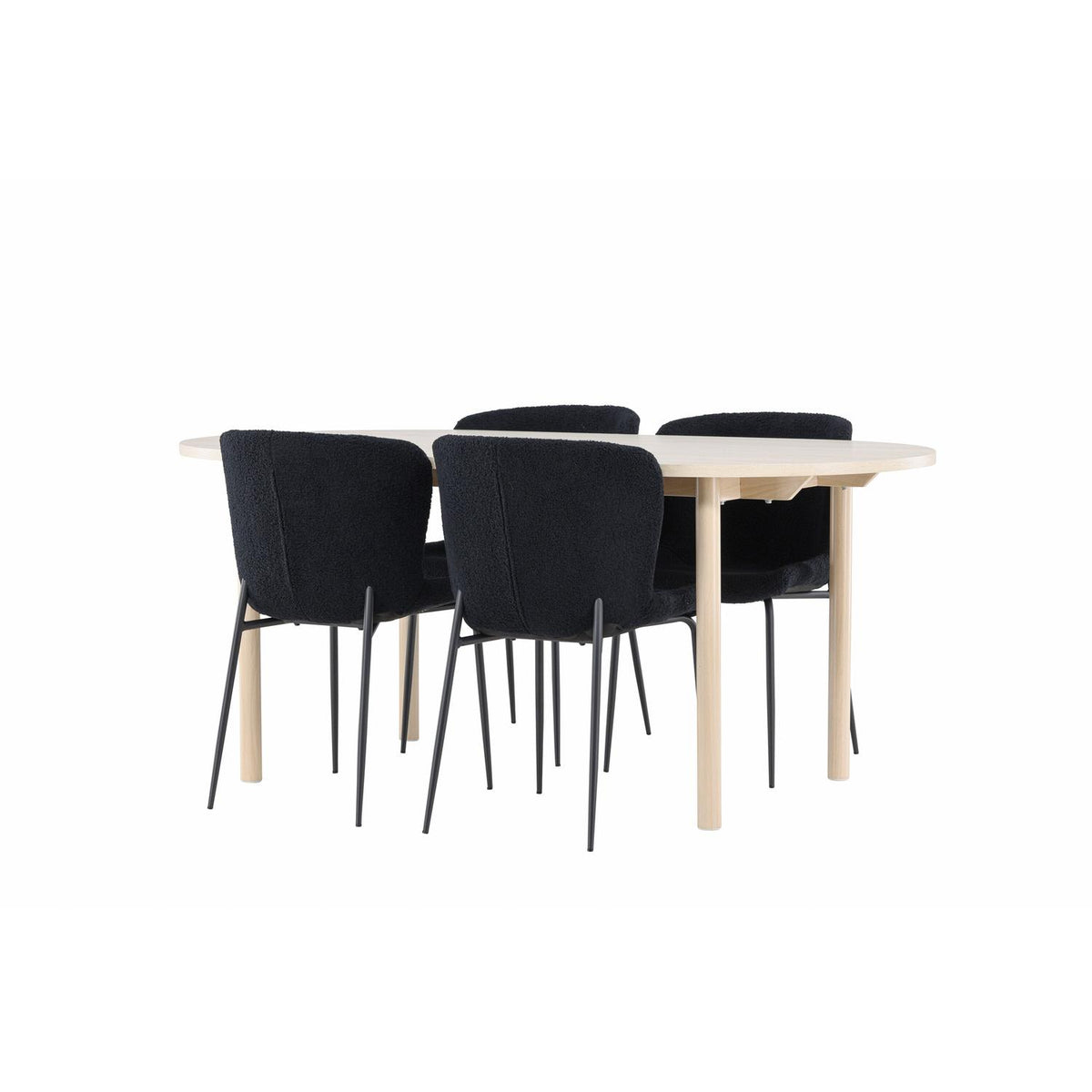 Essgruppe Esstisch Andy 180*90cm mit Stühlen Modesto aus Teddy-Boucle-Essgruppen-Venture Home-le canapé