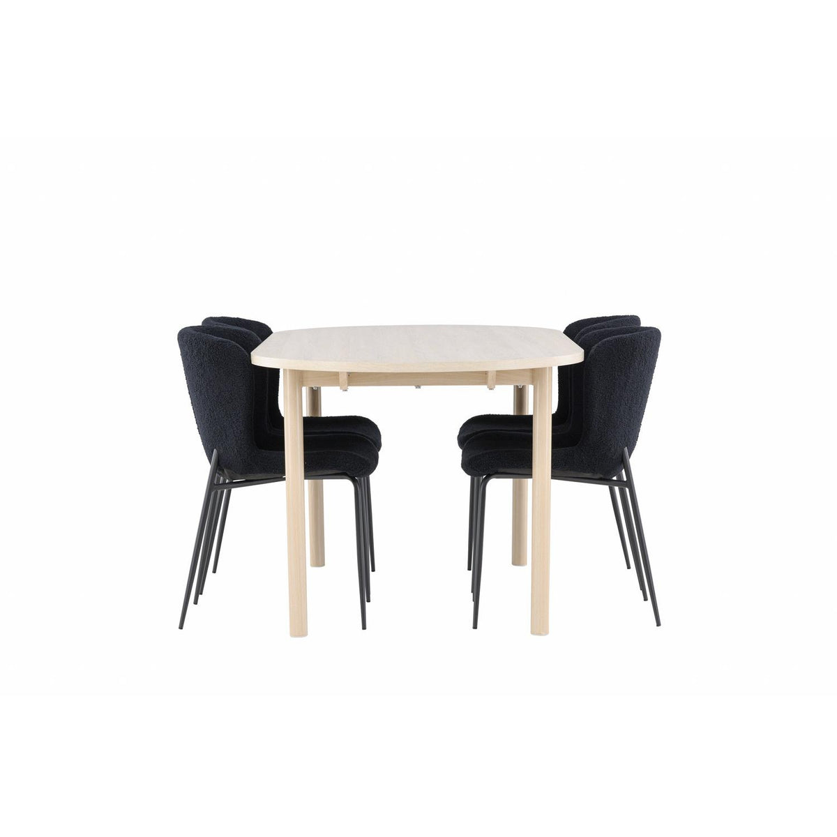 Essgruppe Esstisch Andy 180*90cm mit Stühlen Modesto aus Teddy-Boucle-Essgruppen-Venture Home-le canapé