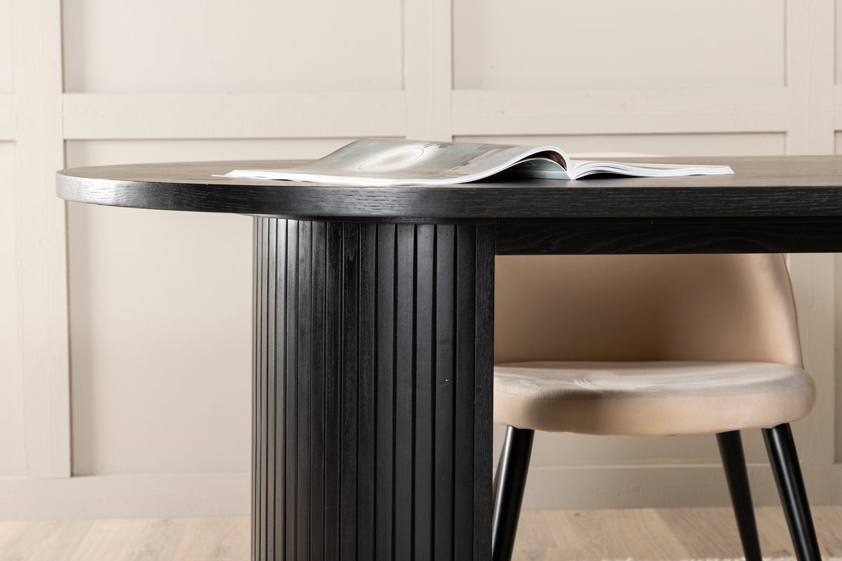 Essgruppe Esstisch Bianca 200*90cm mit Stühlen Velvet aus Samt-Essgruppen-Venture Home-le canapé
