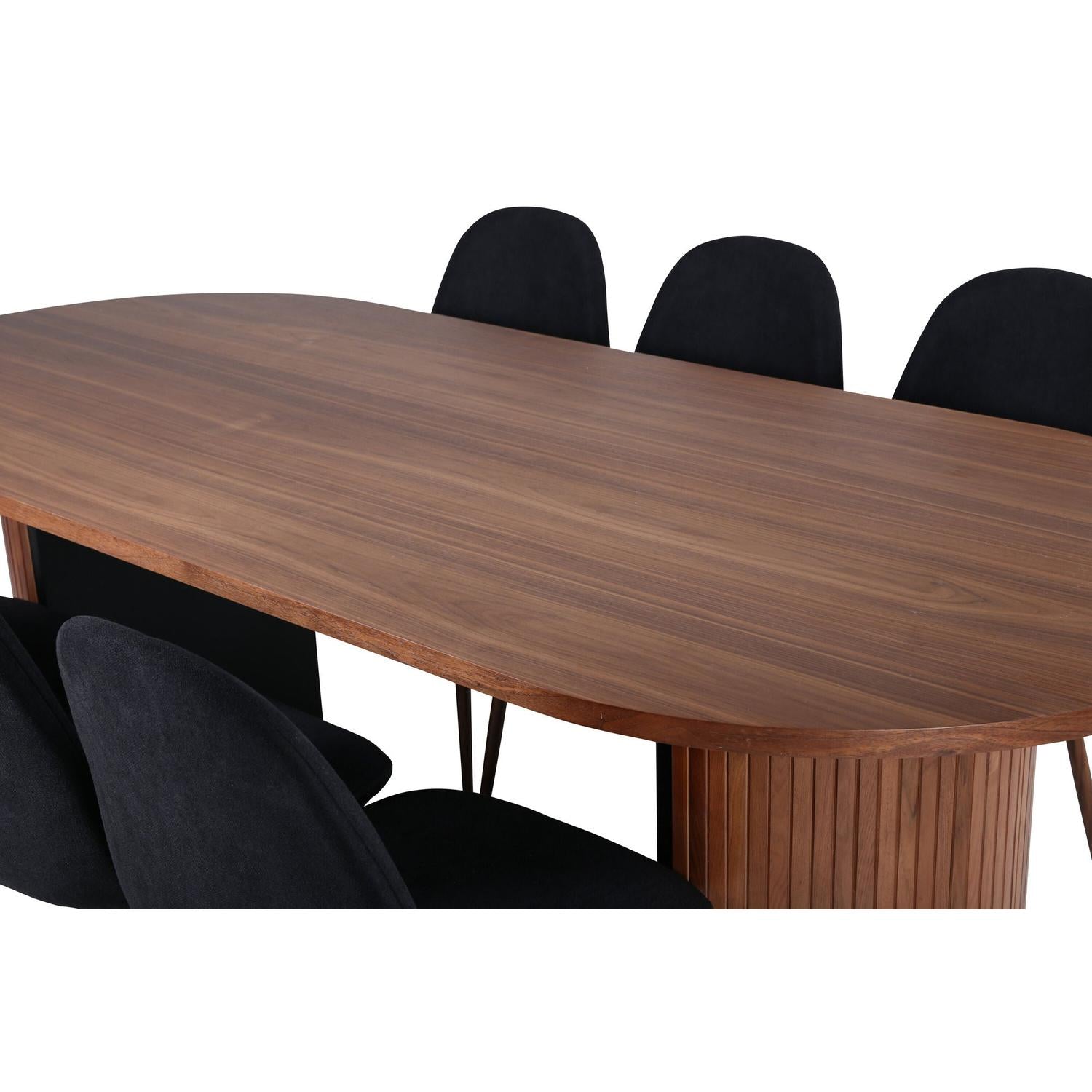 Essgruppe Esstisch Bianca Oval 200cm mit Stühlen Polar - Braun/Schwarz-Essgruppen Oval-Venture Home-le canapé