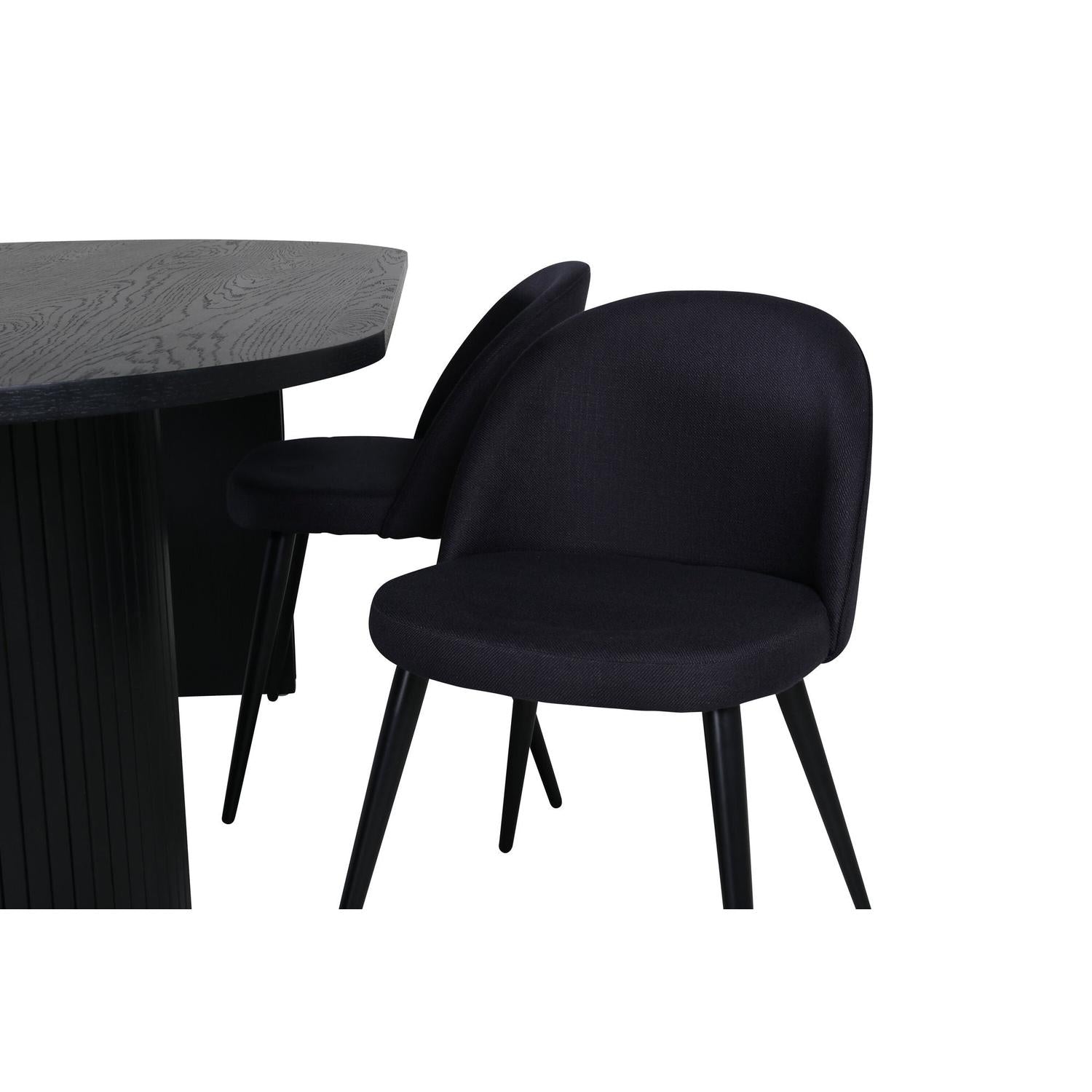 Essgruppe Esstisch Bianca Oval 200cm mit Stühlen Velvet - Schwarz-Essgruppen Oval-Venture Home-le canapé