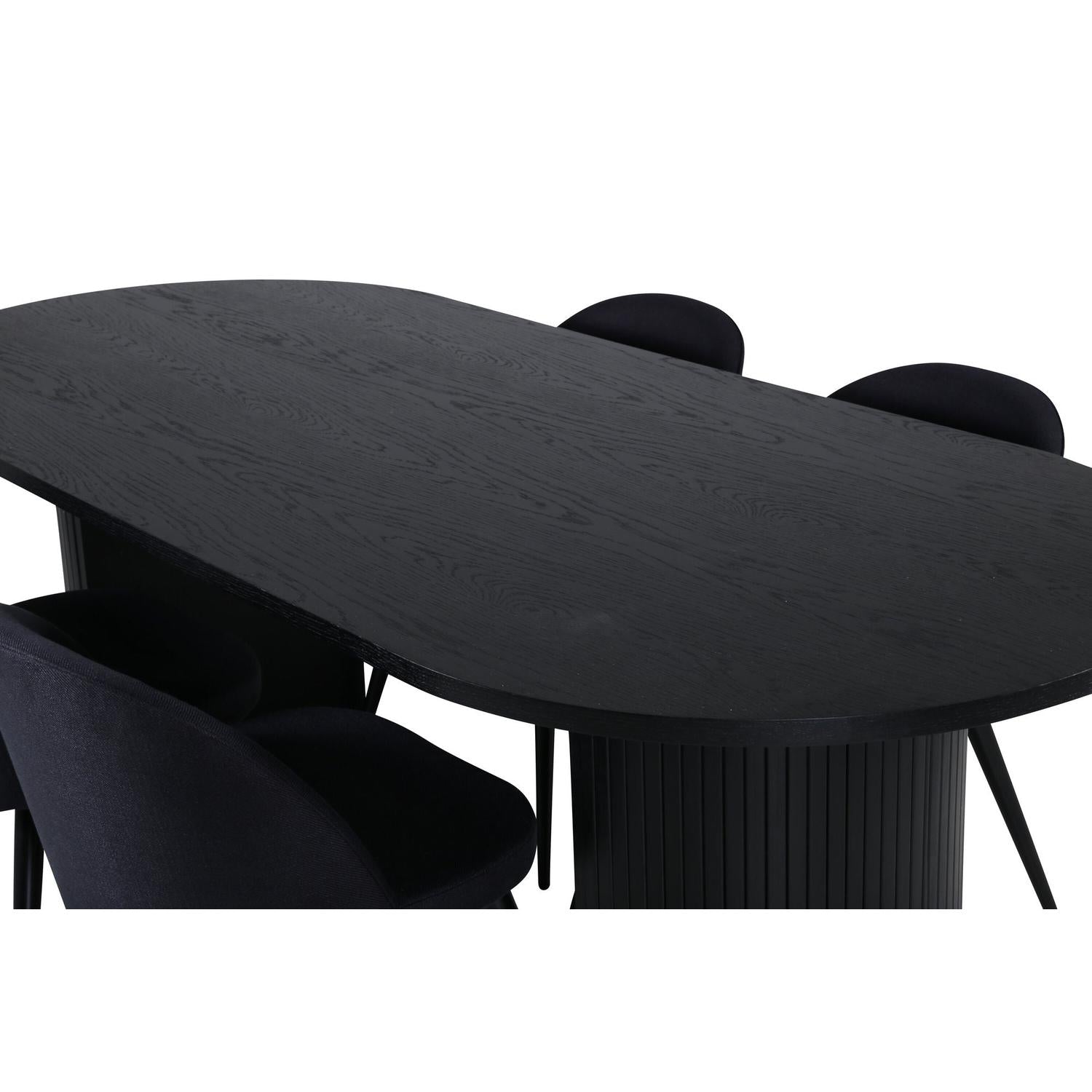Essgruppe Esstisch Bianca Oval 200cm mit Stühlen Velvet - Schwarz-Essgruppen Oval-Venture Home-le canapé
