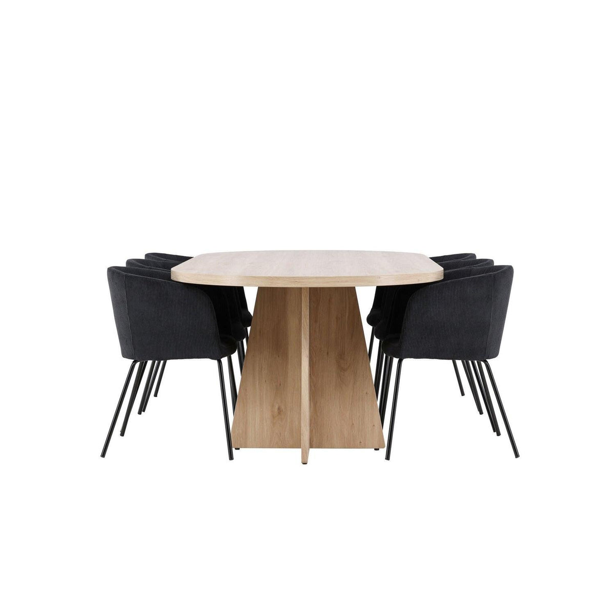 Essgruppe Esstisch Bootcut 230*115cm mit Stühlen Berit aus Cord-Essgruppen Oval-Venture Home-le canapé