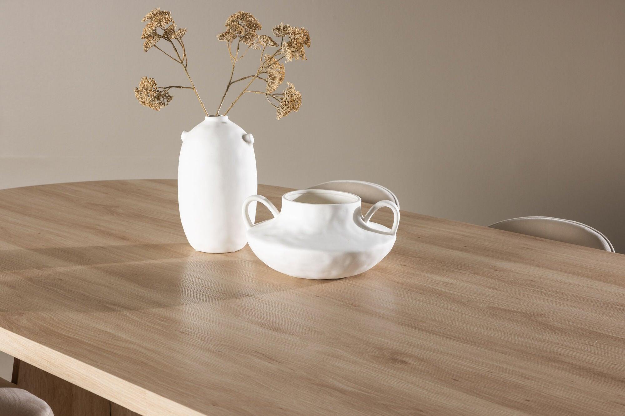 Essgruppe Esstisch Bootcut 230*115cm mit Stühlen Velvet aus Samt - Hellbraun/Beige-Essgruppe Oval-Venture Home-le canapé