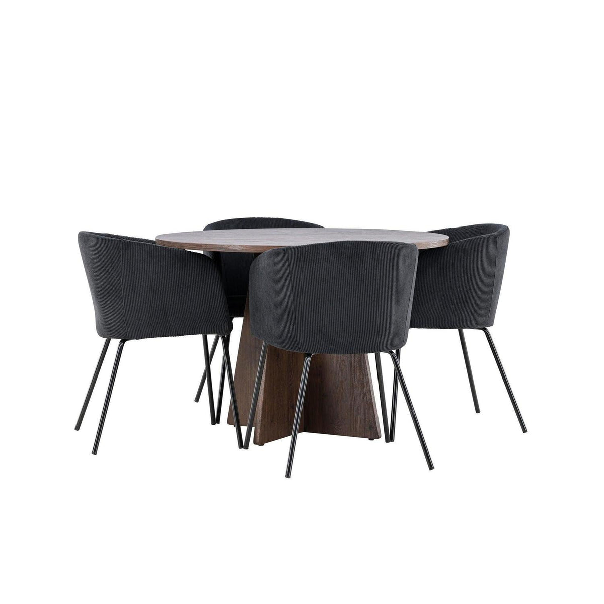 Essgruppe Esstisch Bootcut Ø110cm mit Stühlen Berit aus Cord-Essgruppen Rund-Venture Home-le canapé