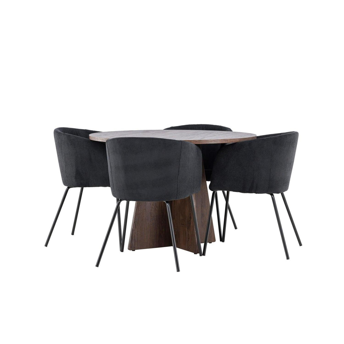 Essgruppe Esstisch Bootcut Ø110cm mit Stühlen Berit aus Cord-Essgruppen Rund-Venture Home-le canapé