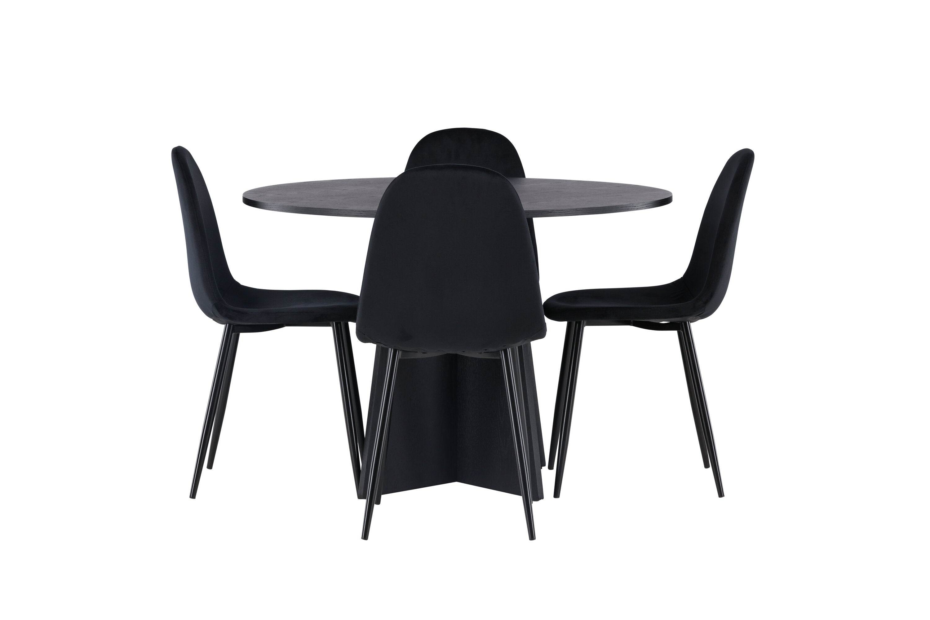 Essgruppe Esstisch Bootcut Ø110cm mit Stühlen Polar - Schwarz-Essgruppen-Venture Home-le canapé