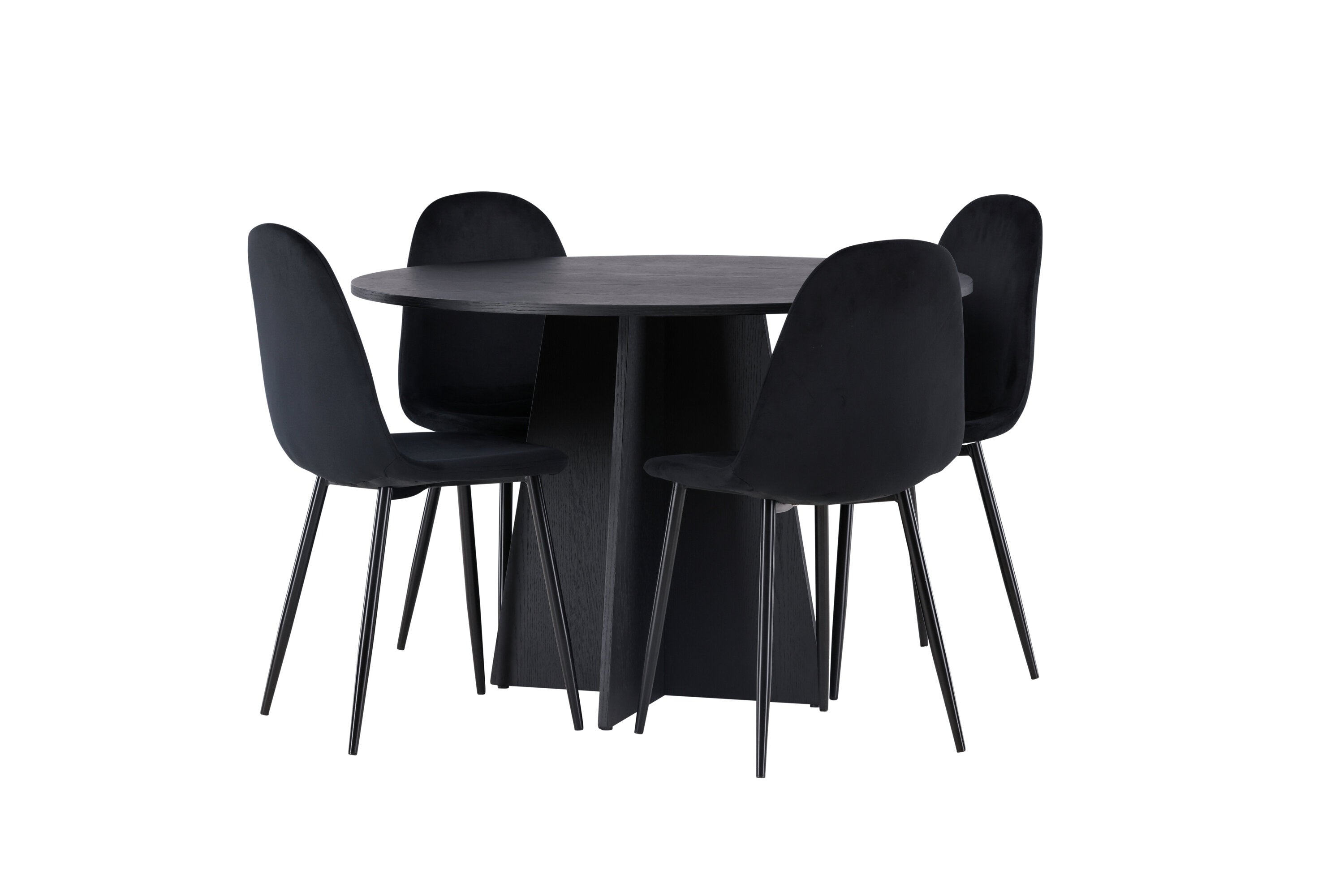 Essgruppe Esstisch Bootcut Ø110cm mit Stühlen Polar - Schwarz-Essgruppen-Venture Home-le canapé