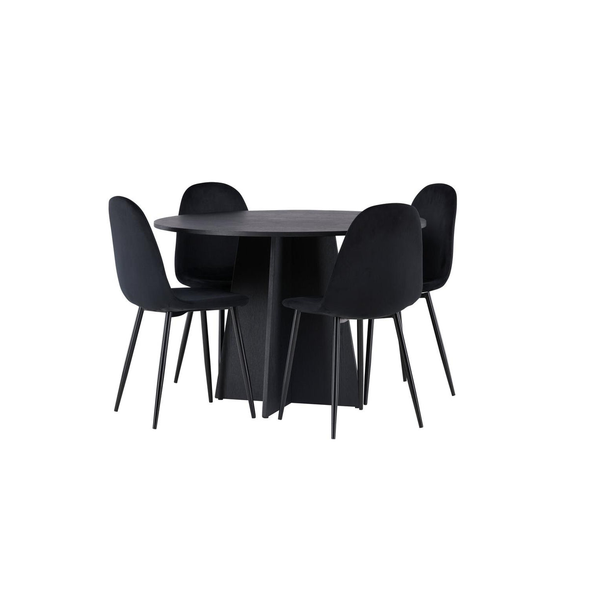 Essgruppe Esstisch Bootcut Ø110cmmit Stühlen Polar aus Samt-Essgruppen-Venture Home-le canapé