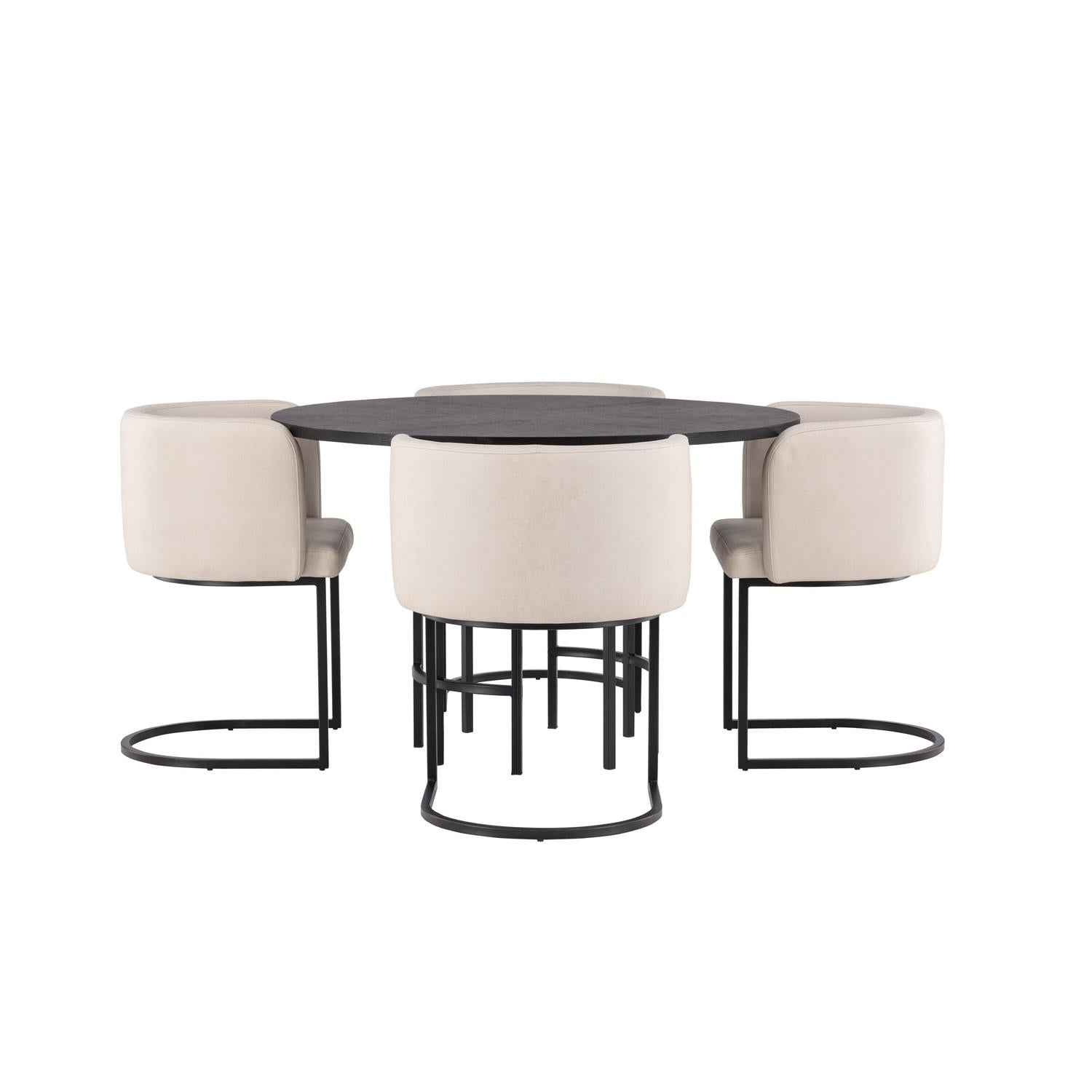 Essgruppe Esstisch Copenhagen ⌀115cm mit Stühlen Simrishamn - Beige-Essgruppen-Venture Home-le canapé