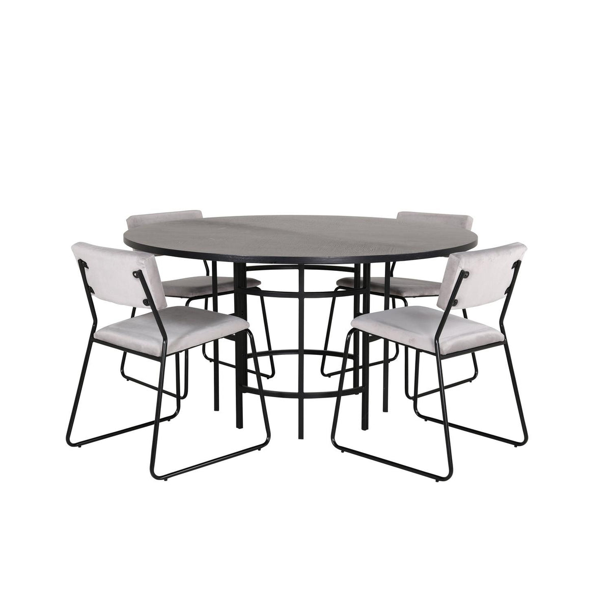 Essgruppe Esstisch Copenhagen Ø140cm mit Stühlen Kenth aus Samt-Essgruppen-Venture Home-le canapé