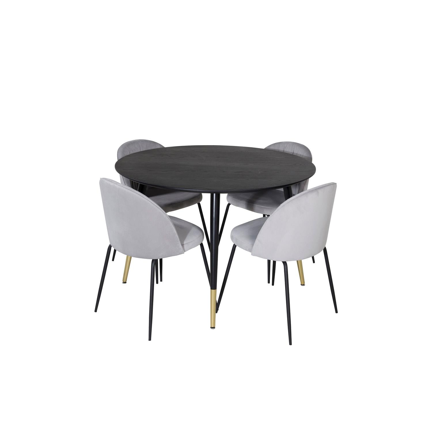 Essgruppe Esstisch Dipp ⌀115cm mit Stühlen Wrinkles - Grau-Essgruppen-Venture Home-le canapé