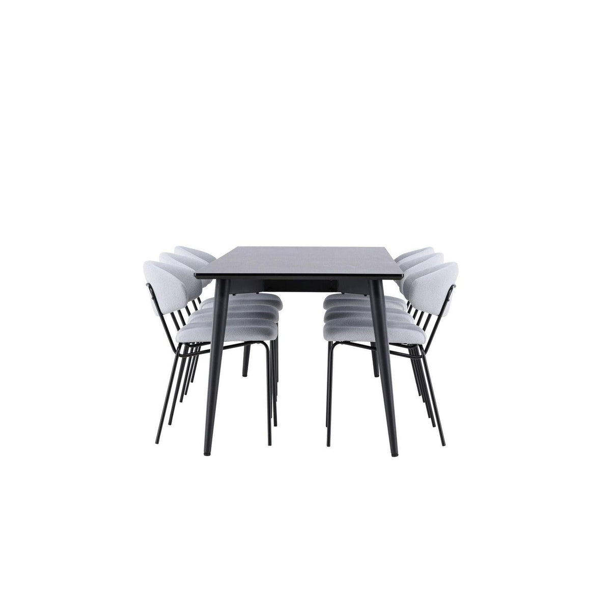 Essgruppe Esstisch Ellis 230*85cm mit Stühlen Chico aus Teddy-Boucle-Essgruppen Rechteckig-Venture Home-le canapé