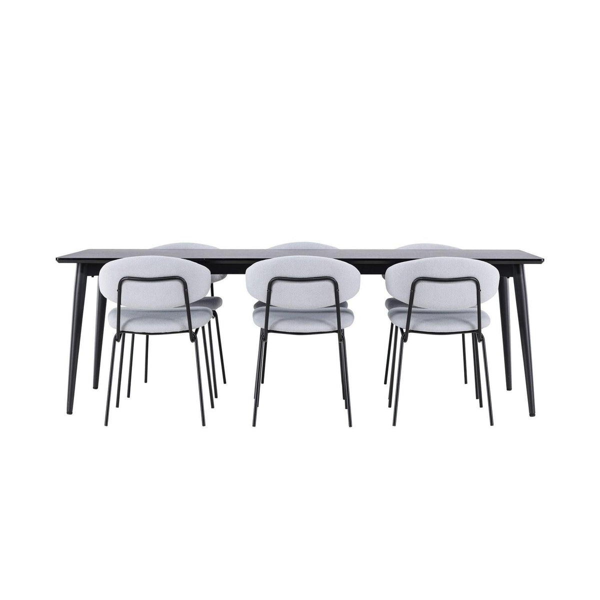 Essgruppe Esstisch Ellis 230*85cm mit Stühlen Chico aus Teddy-Boucle-Essgruppen Rechteckig-Venture Home-le canapé