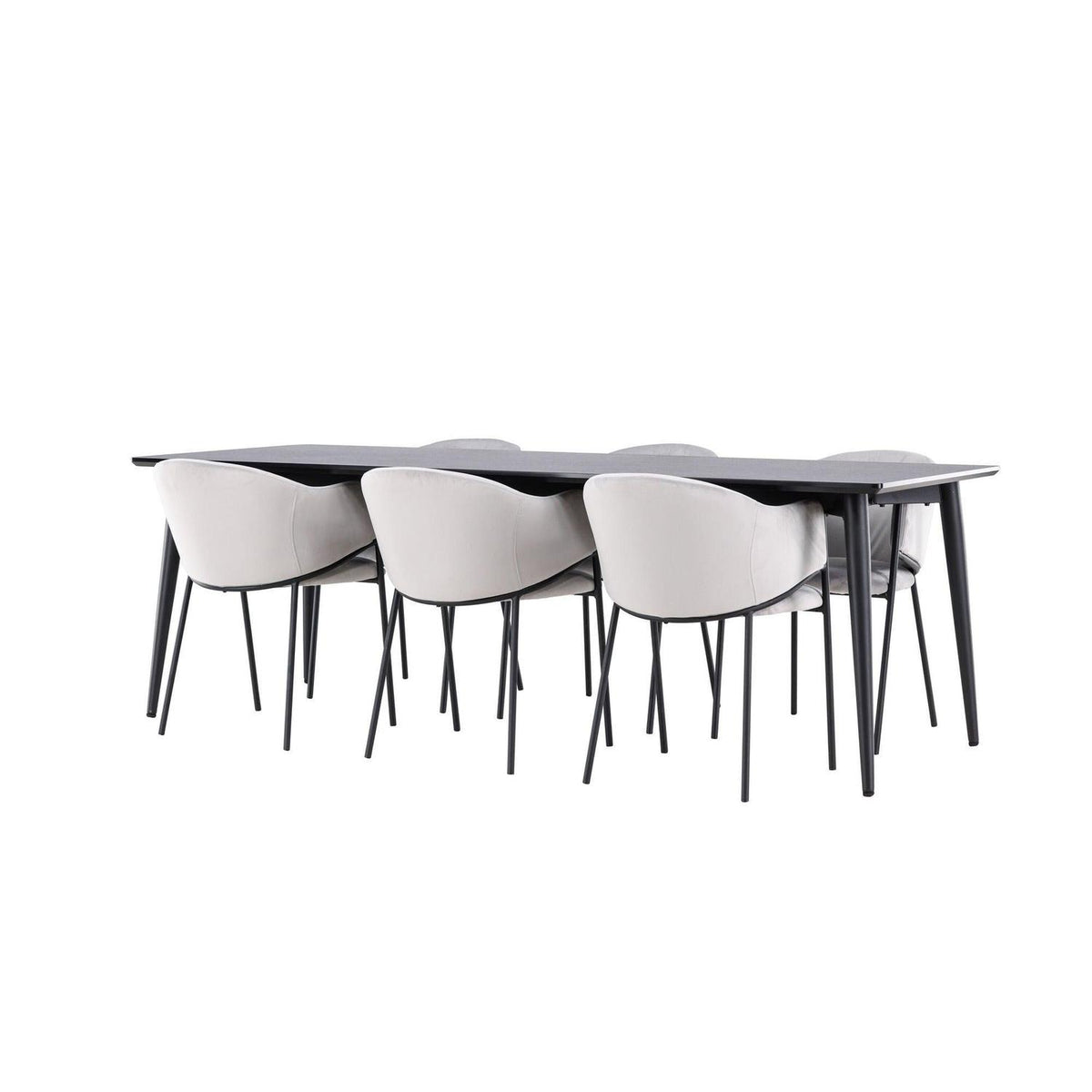Essgruppe Esstisch Ellis 230*85cm mit Stühlen Evelina aus Samt-Essgruppen Rechteckig-Venture Home-le canapé