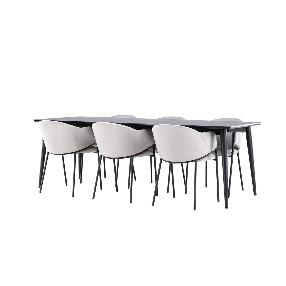 Essgruppe Esstisch Ellis 230*85cm mit Stühlen Evelina aus Samt-Essgruppen Rechteckig-Venture Home-le canapé