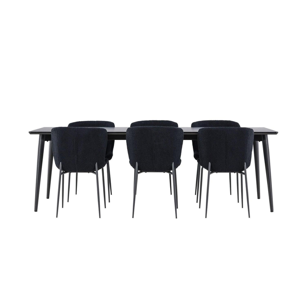 Essgruppe Esstisch Ellis 230*85cm mit Stühlen Modesto aus Teddy-Boucle-Essgruppen Rechteckig-Venture Home-le canapé