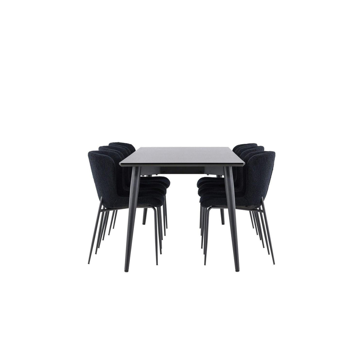 Essgruppe Esstisch Ellis 230*85cm mit Stühlen Modesto aus Teddy-Boucle-Essgruppen Rechteckig-Venture Home-le canapé