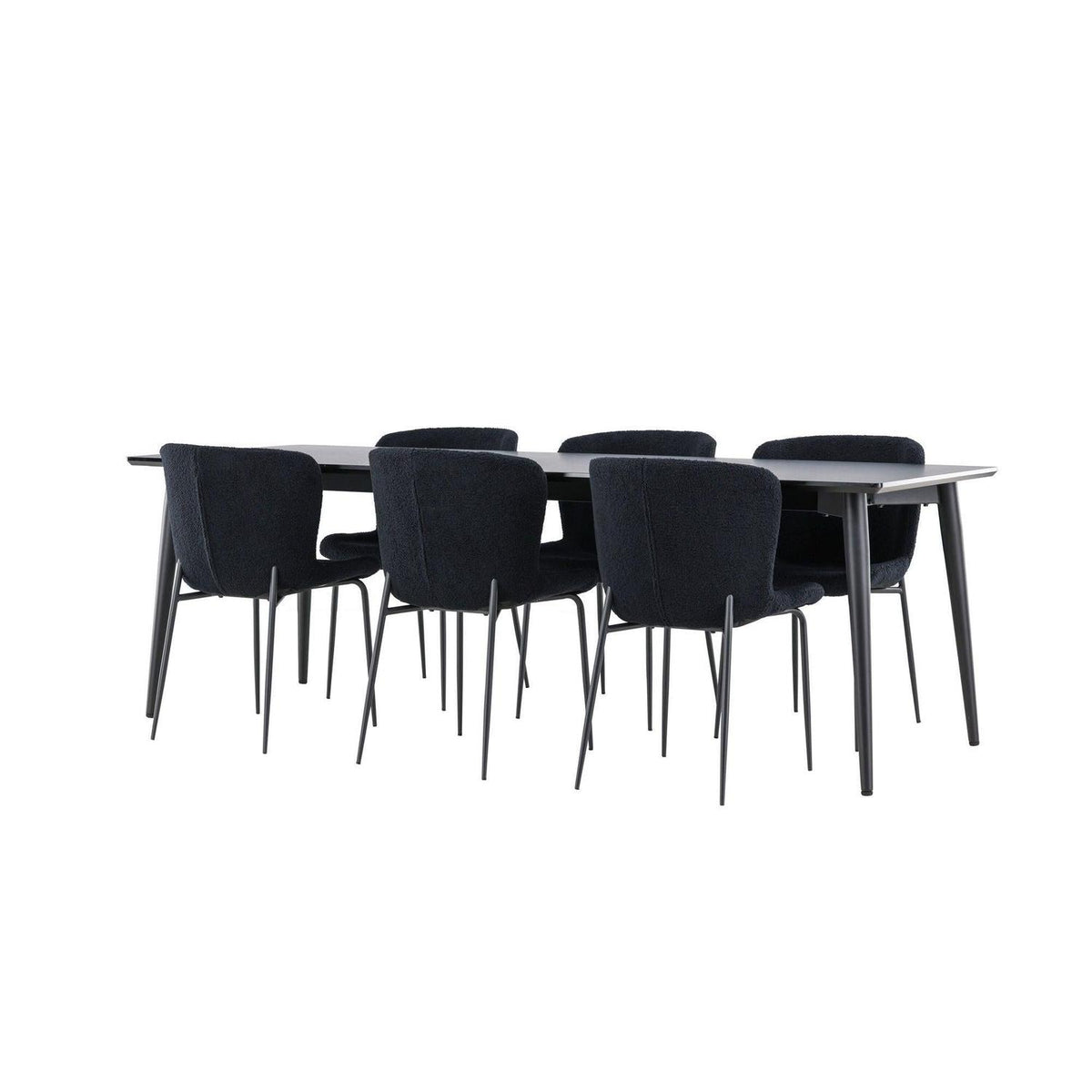 Essgruppe Esstisch Ellis 230*85cm mit Stühlen Modesto aus Teddy-Boucle-Essgruppen Rechteckig-Venture Home-le canapé
