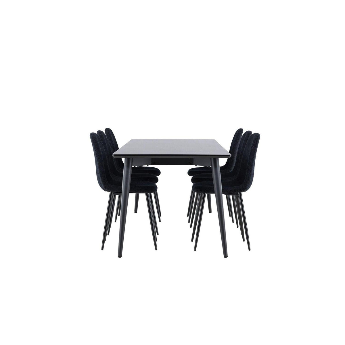 Essgruppe Esstisch Ellis 230*85cm mit Stühlen Polar aus Teddy-Boucle-Essgruppen Rechteckig-Venture Home-le canapé