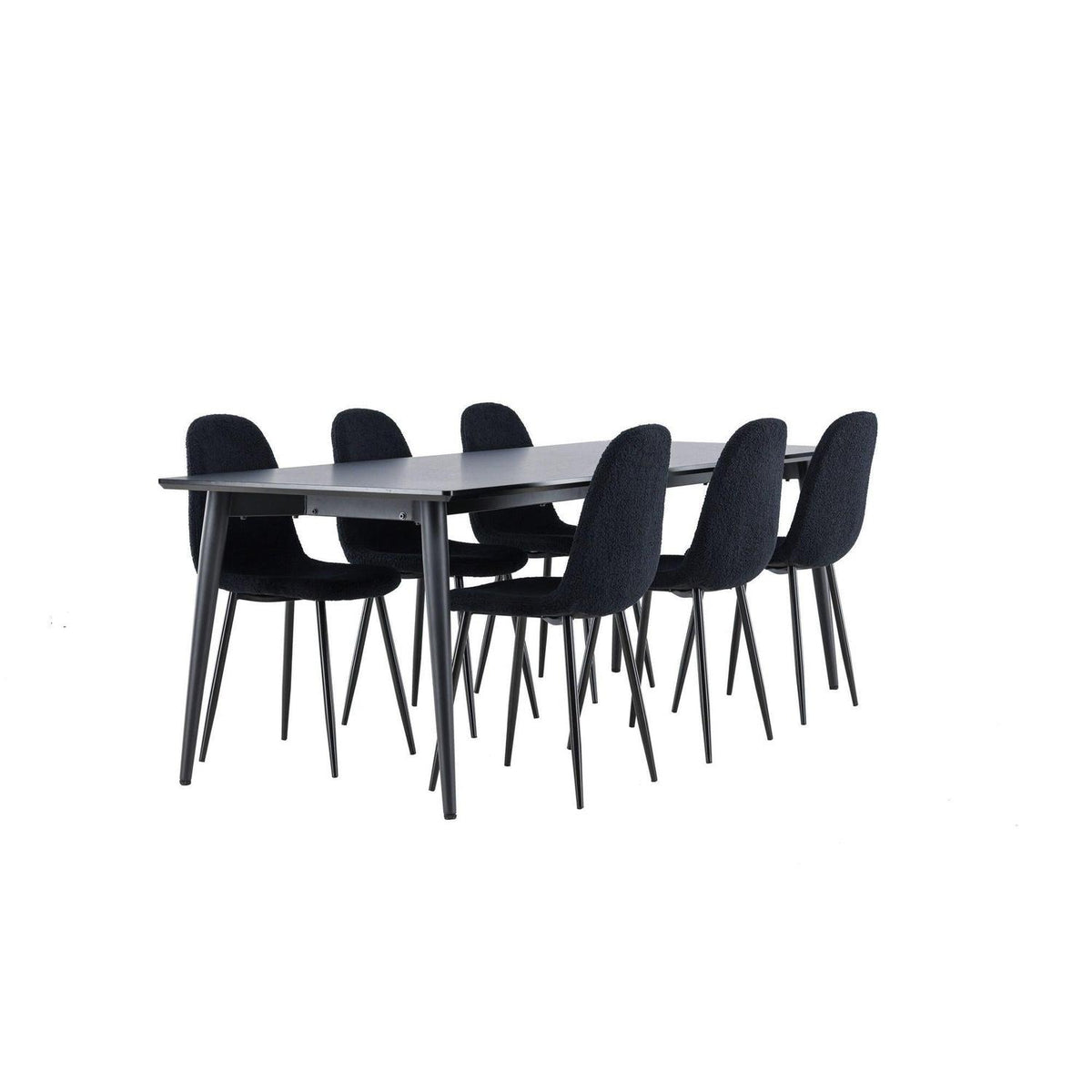Essgruppe Esstisch Ellis 230*85cm mit Stühlen Polar aus Teddy-Boucle-Essgruppen Rechteckig-Venture Home-le canapé