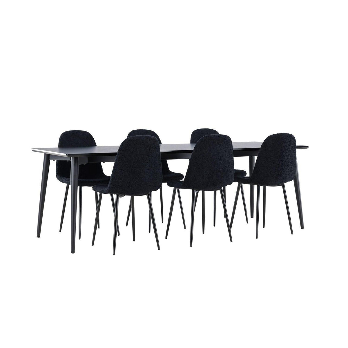 Essgruppe Esstisch Ellis 230*85cm mit Stühlen Polar aus Teddy-Boucle-Essgruppen Rechteckig-Venture Home-le canapé
