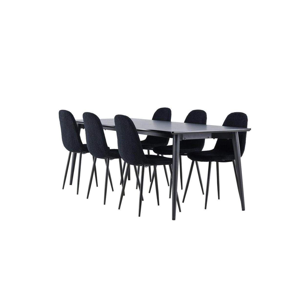 Essgruppe Esstisch Ellis 230*85cm mit Stühlen Polar aus Teddy-Boucle-Essgruppen Rechteckig-Venture Home-le canapé
