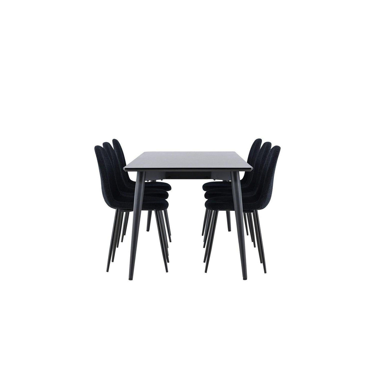 Essgruppe Esstisch Ellis 230*85cm mit Stühlen Polar aus Teddy-Boucle-Essgruppen Rechteckig-Venture Home-le canapé