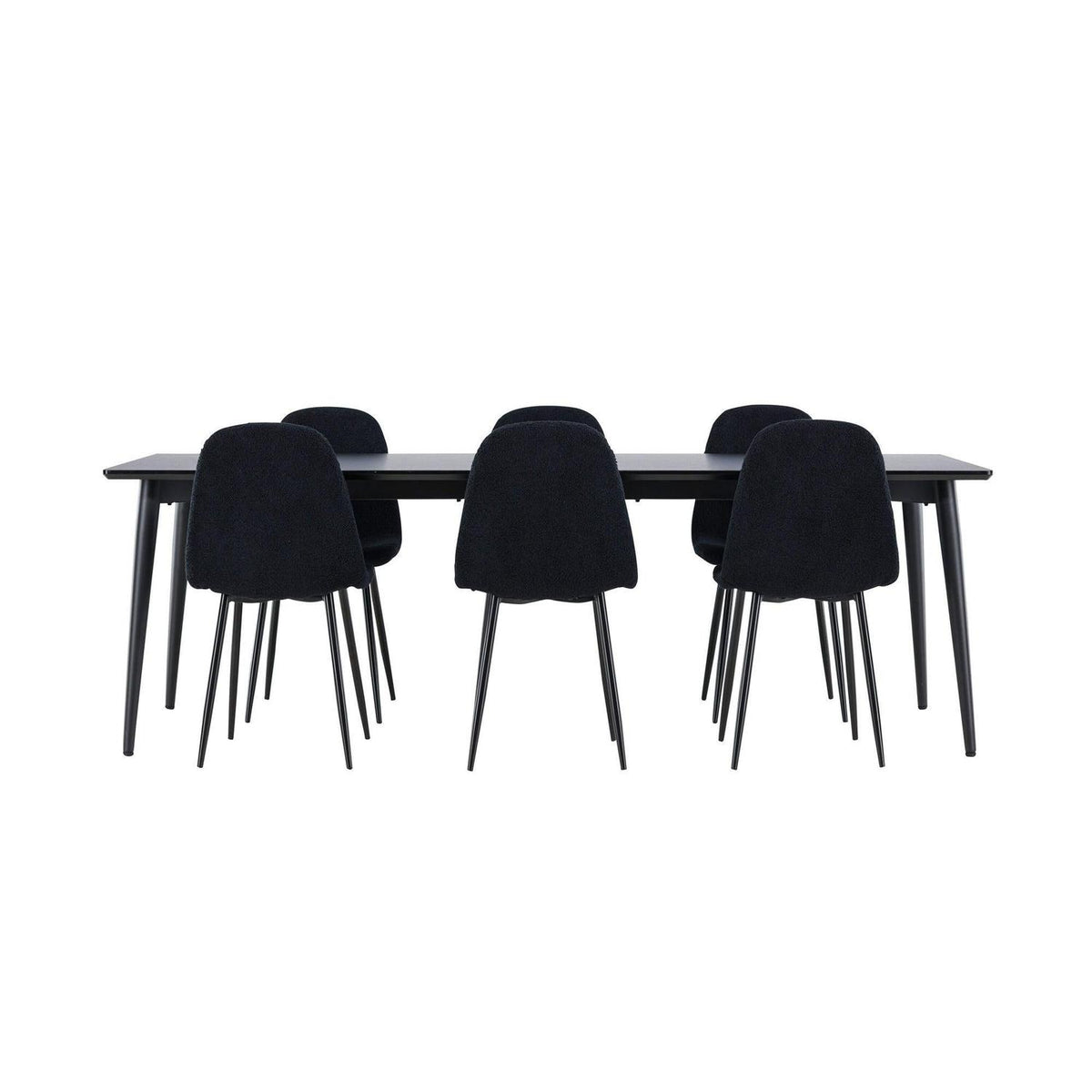 Essgruppe Esstisch Ellis 230*85cm mit Stühlen Polar aus Teddy-Boucle-Essgruppen Rechteckig-Venture Home-le canapé