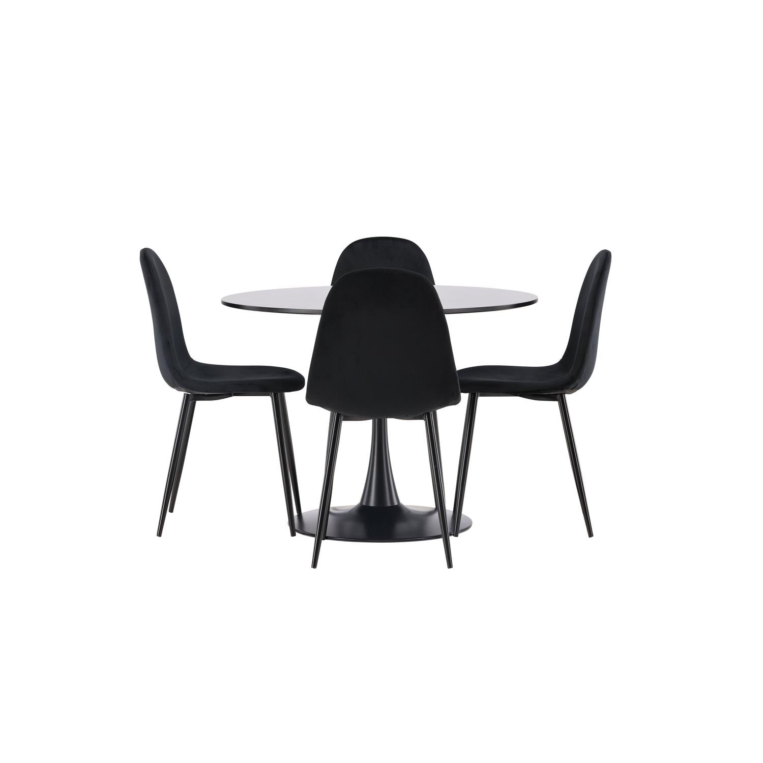 Essgruppe Esstisch Glade ⌀100cm mit Stühlen Polar - Schwarz-Essgruppen-Venture Home-le canapé