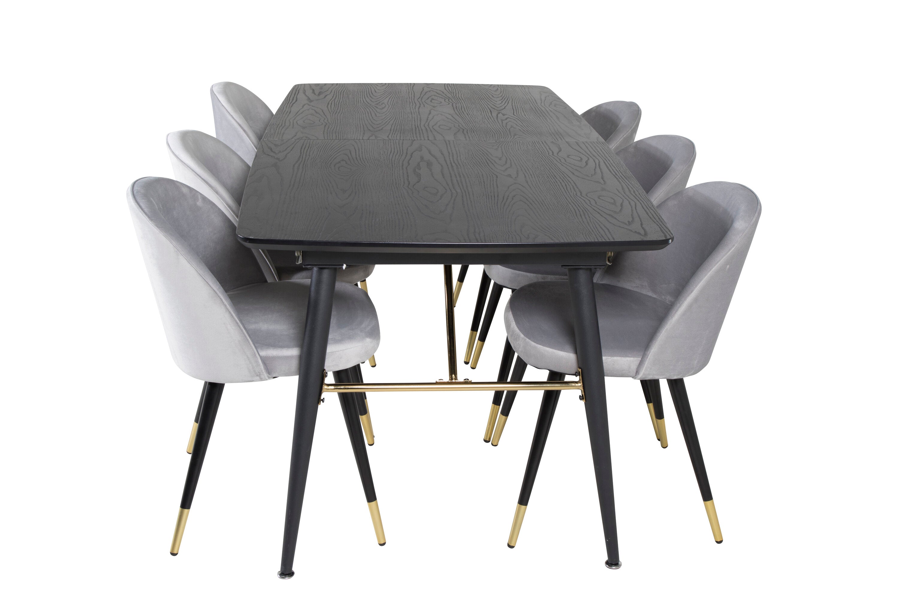 Essgruppe Esstisch Gold 180 x 85 mit Stühlen Grau - Grau-Essgruppen-Venture Home-le canapé