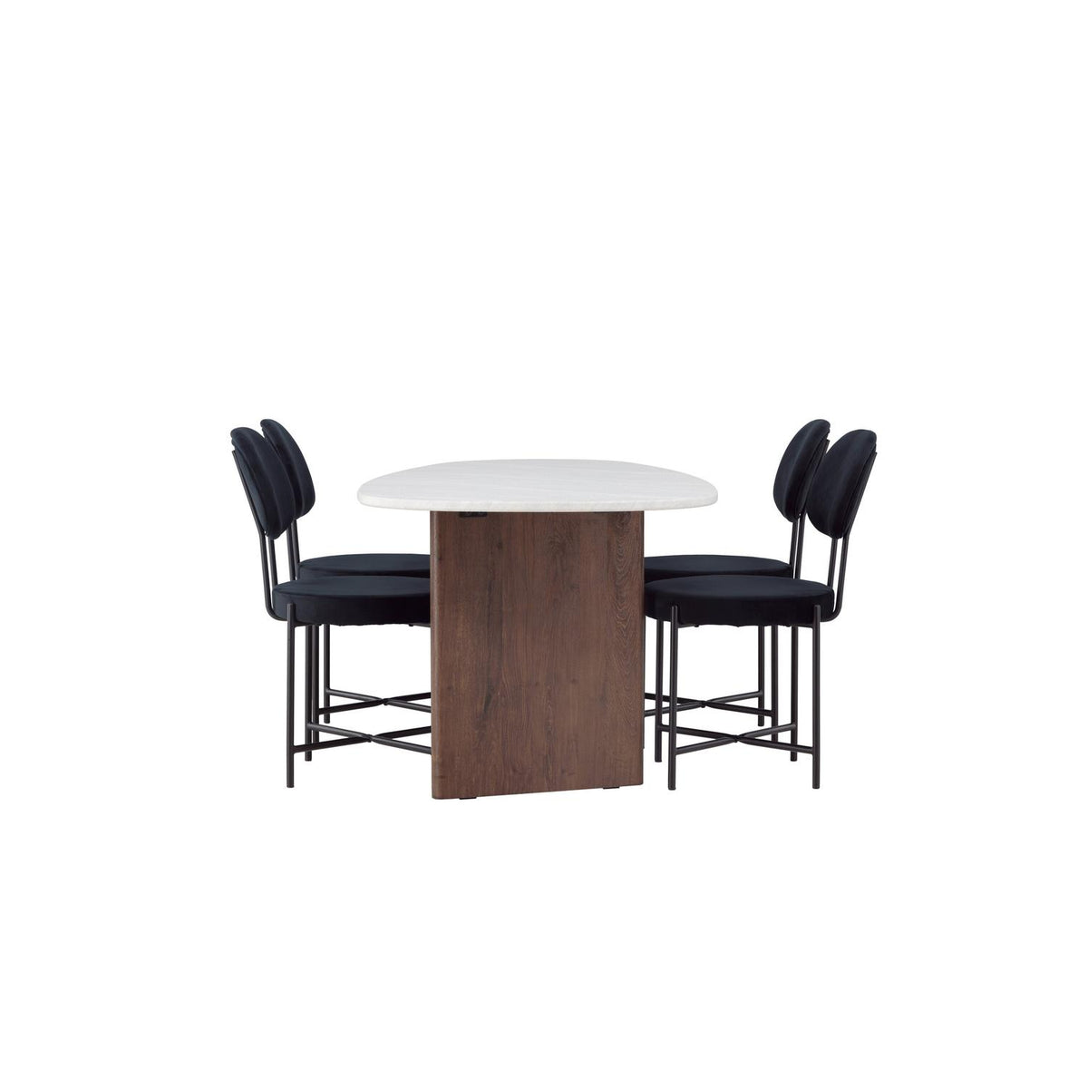 Essgruppe Esstisch Grönvik 180*90cm mit Stühlen Stella aus Samt-Essgruppen-Venture Home-le canapé