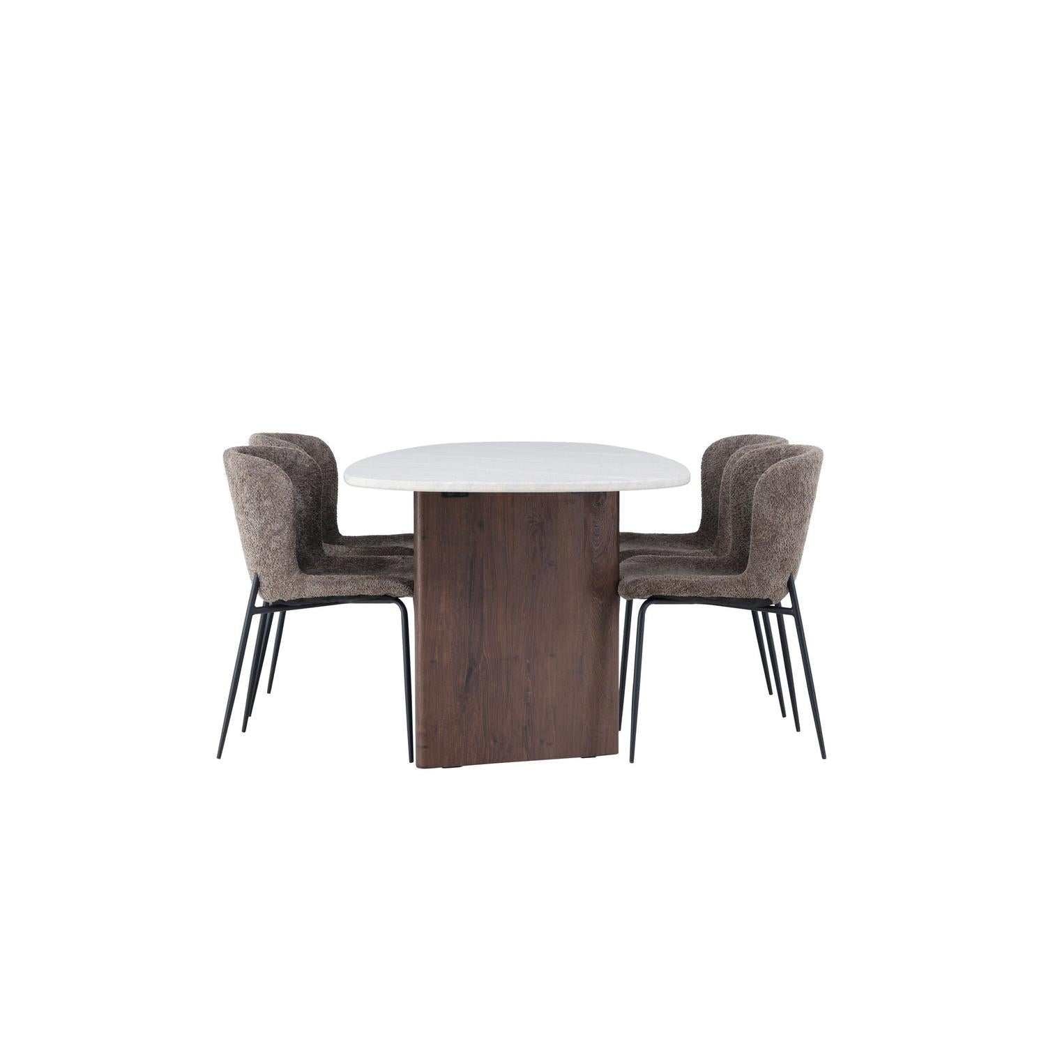 Essgruppe Esstisch Grönvik Oval 180cm mit Stühlen Modesto - Hellgrau/Aschgrau-Essgruppe Oval-Venture Home-le canapé