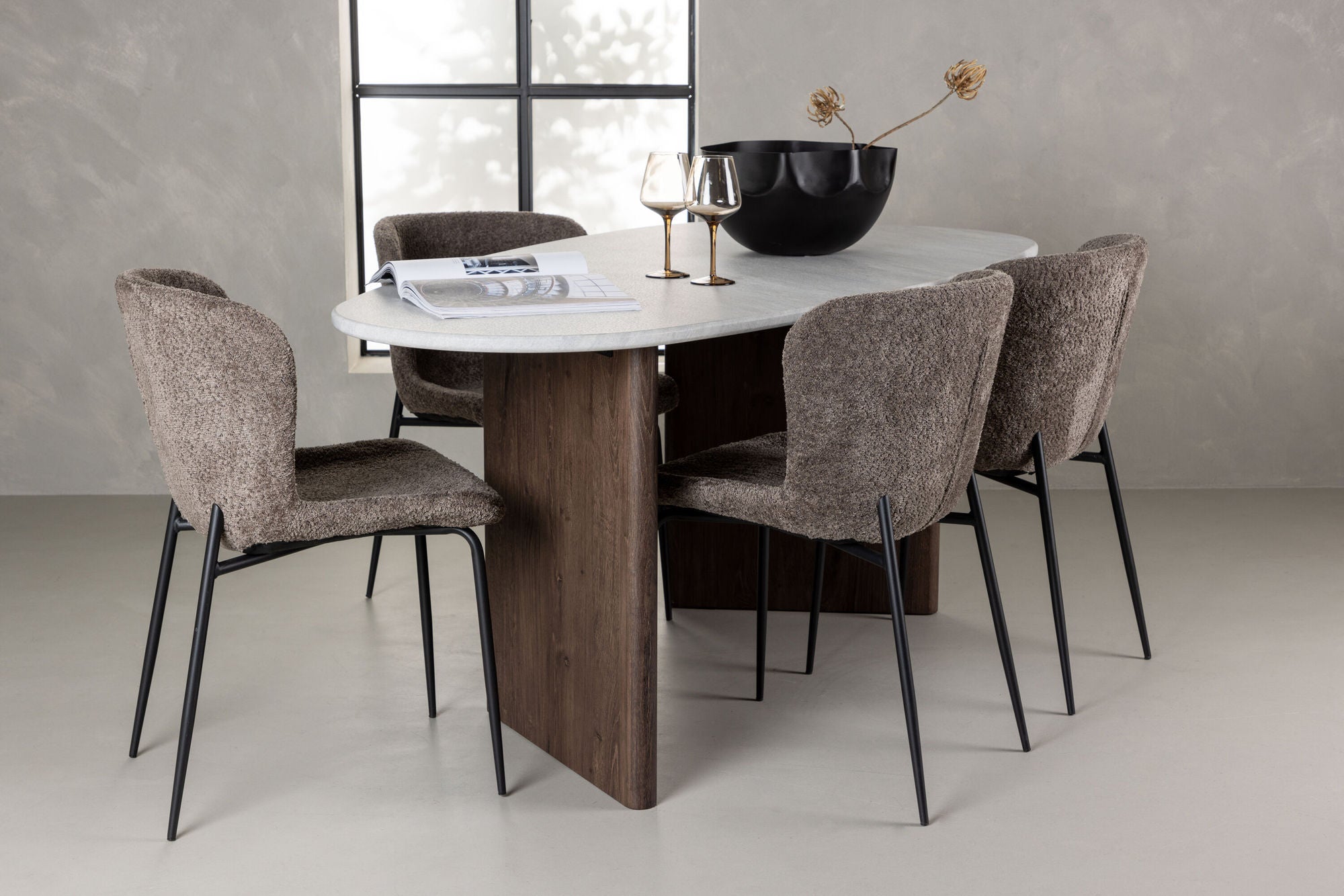 Essgruppe Esstisch Grönvik Oval 180cm mit Stühlen Modesto - Hellgrau/Aschgrau-Essgruppen Oval-Venture Home-le canapé